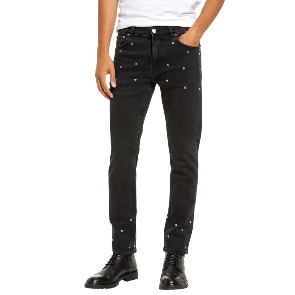 Amendi NWT Lars Studded Shadow Organic Cotton Blend Straight Leg Jeans 34x32